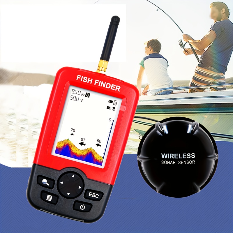 120ft range portable wireless fish finder usb rechargeable abs material with   alarm fine sensors for kayak boat ice fishing 0