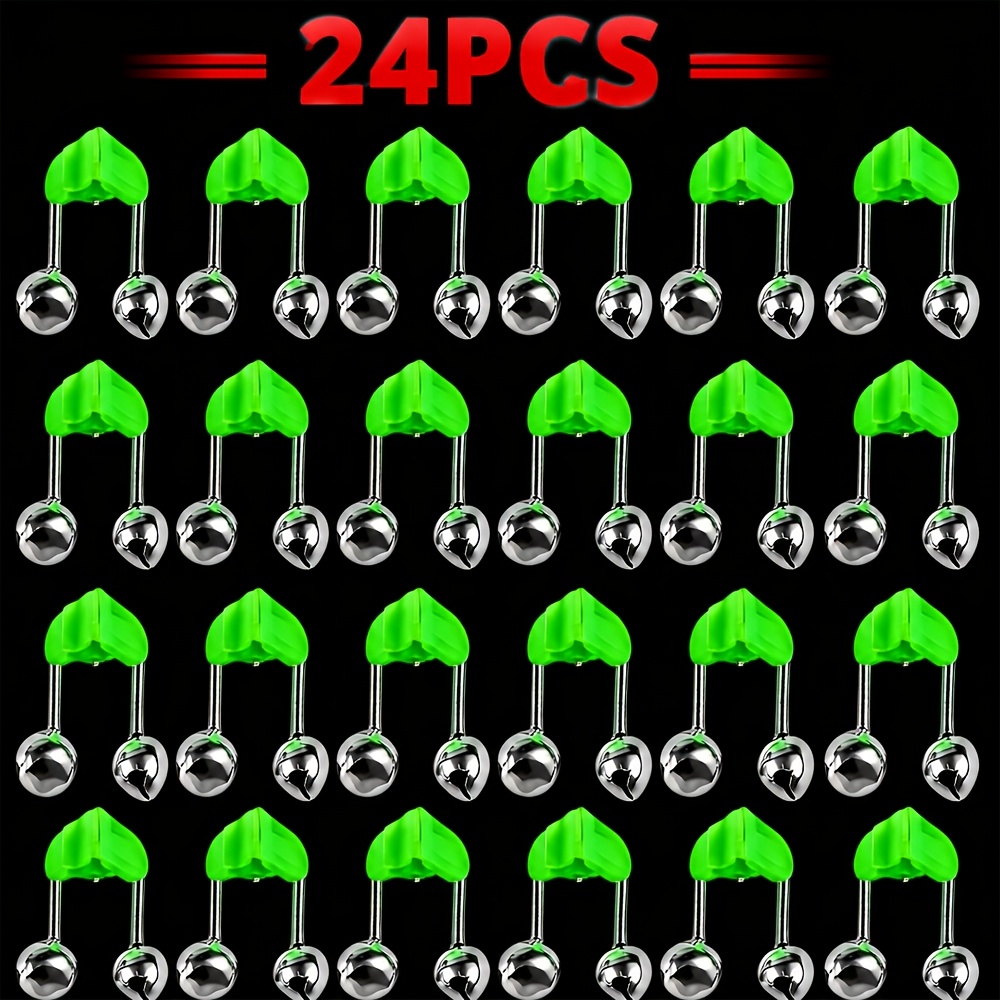 TEMU 24pcs Fishing Bell Bite Alarms, Double Bell Clip-on Fishing Rod Tip Bells, Sensitive Bite Indicator With , Fishing Additions For Freshwater And