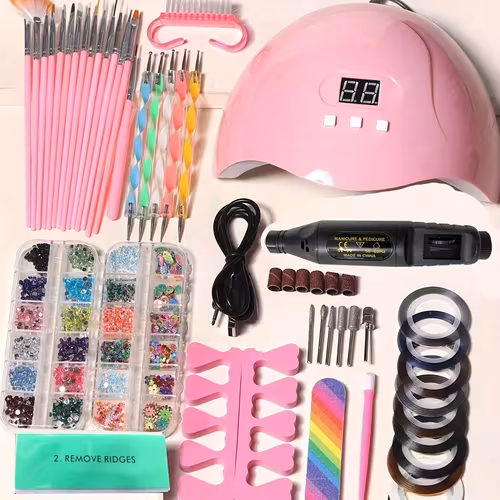 nail art kit nail extension tool bag with led nail lamp 5pcs set of nail tools