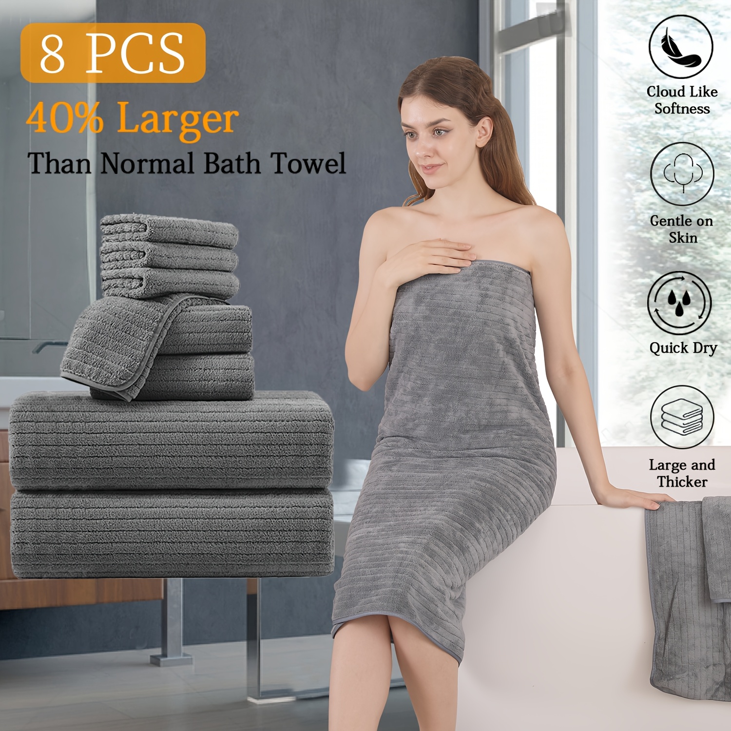 

Oversized Bath Towels Set, Super Soft Large Bath Sheet Lightweight Absorbent Quick Dry, 100% Microfiber Big Towels For Bathroom Gym Hotel & Spa