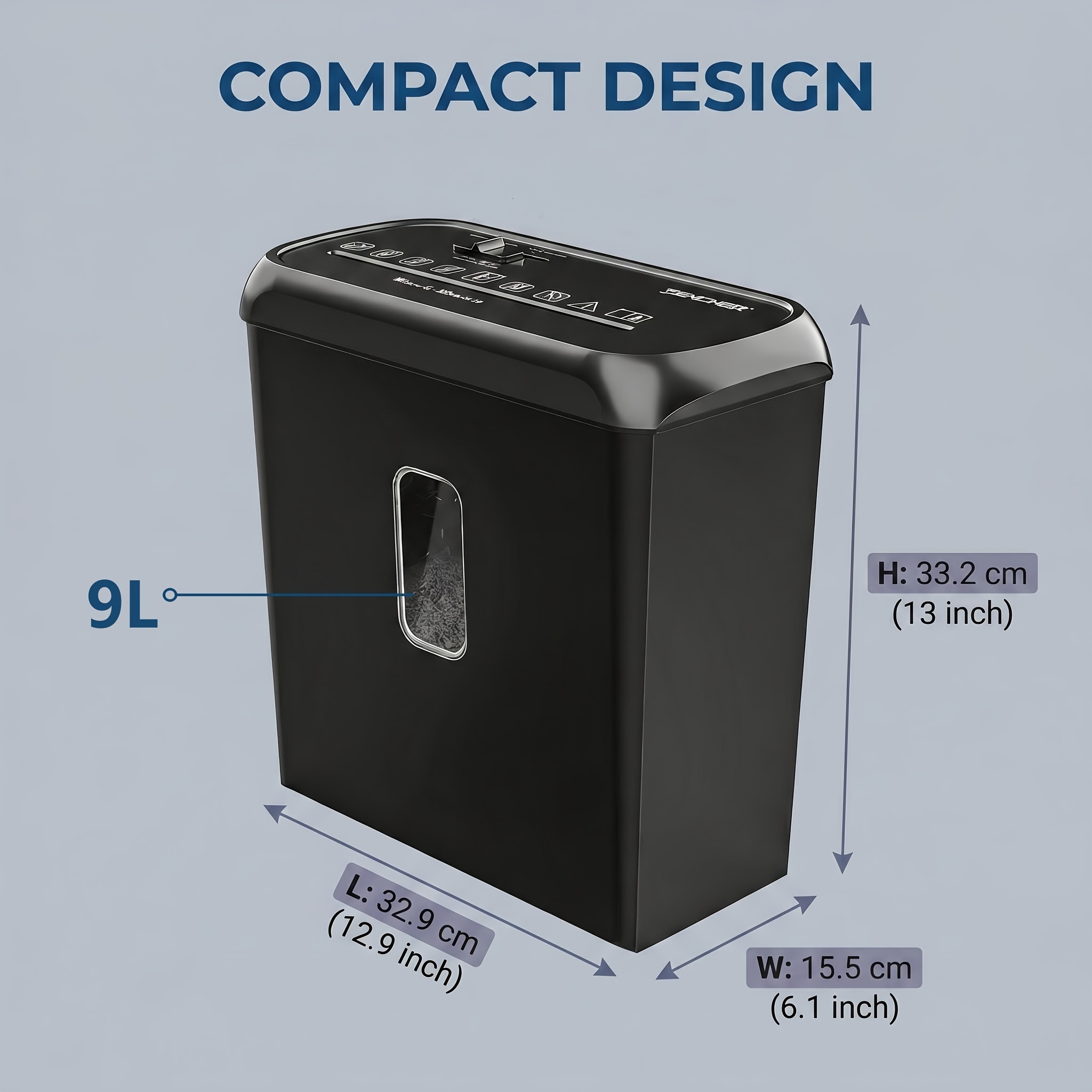 Home Office Document For , 6-sheet Capacity, 9l Waste Bin, Credit Cards & Envelopes, Anti-jam And Protection