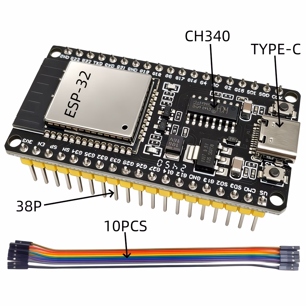 לוח פיתוח esp32 ch340c+ קו esp32 מודול צהוב 38 -32 מודול esp32 ליבה כפולה מוד כניסה יציאה פרטי מוצר 0