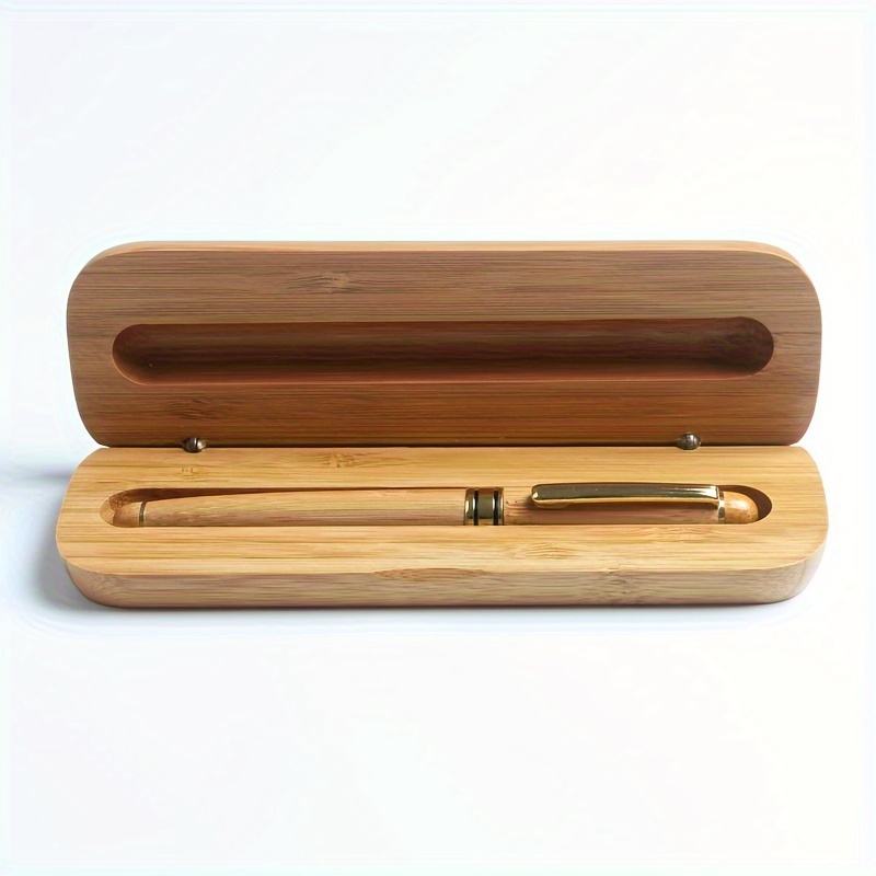 

1pc Bamboo Signature Pen + Bamboo Gift Box Set, Nan Bamboo Wood Gift Pen Set Exquisite Small Ornament