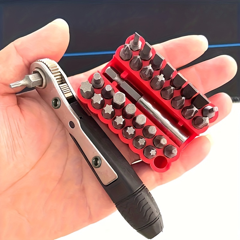 TEMU Powerful 34pcs Wrench Set, Double , 1 Straight Or Bent Handle Suitable For Narrow , Including And Screwdrivers, Hex And Bits