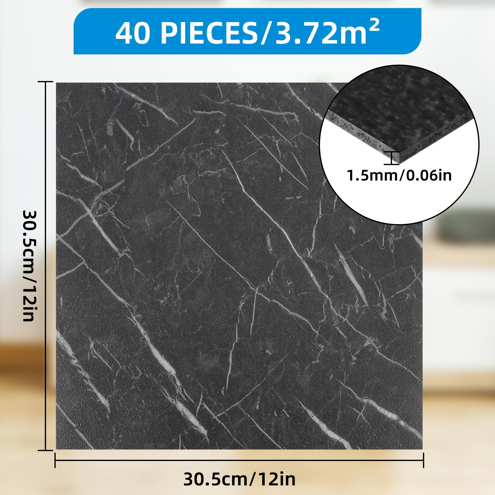 40pcs luxury self   vinyl flooring tiles suitable bathroom suitable for living room peel stick pvc covering with marble pattern waterproof stain resistant installation suitable for dining room design