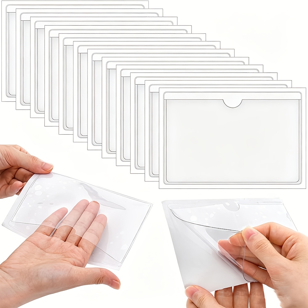 TEMU Pack Of 12 Labels — Suitable For Storage Bins, 3x5-inch Index Card Holders, Clear Adhesive Pockets, And Plastic Label Clips; Ideal For Use On ,