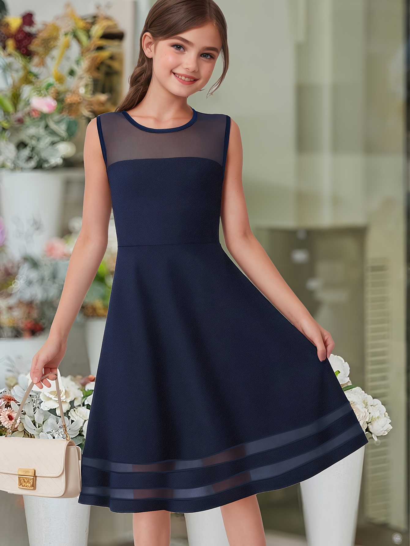 Juvenil Vestido Corte Princesa Casual Vestidos Para Niña Temu