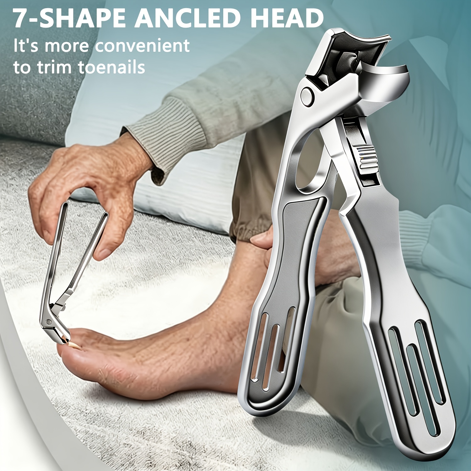 TEMU Laongnii Large Angled Toenail Clippers, Special For Thick And Hard Nails, Elderly And Pregnant Women, Steel Trimming Knife, To , , Unisex