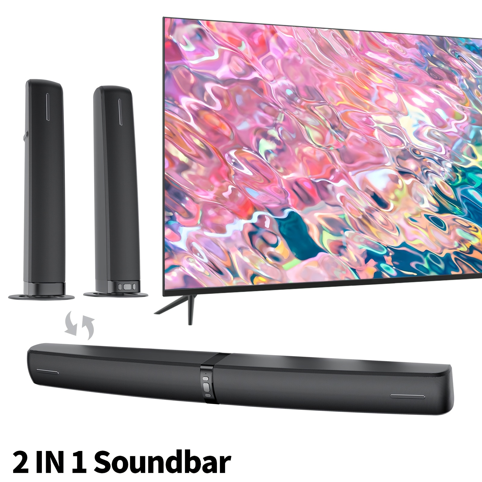 Tv Soundbar, Sound Bar With Auto , Arc/optical/aux Cables And Remote, 2 In 1 Separable Soundbar With Infrared Remote Control