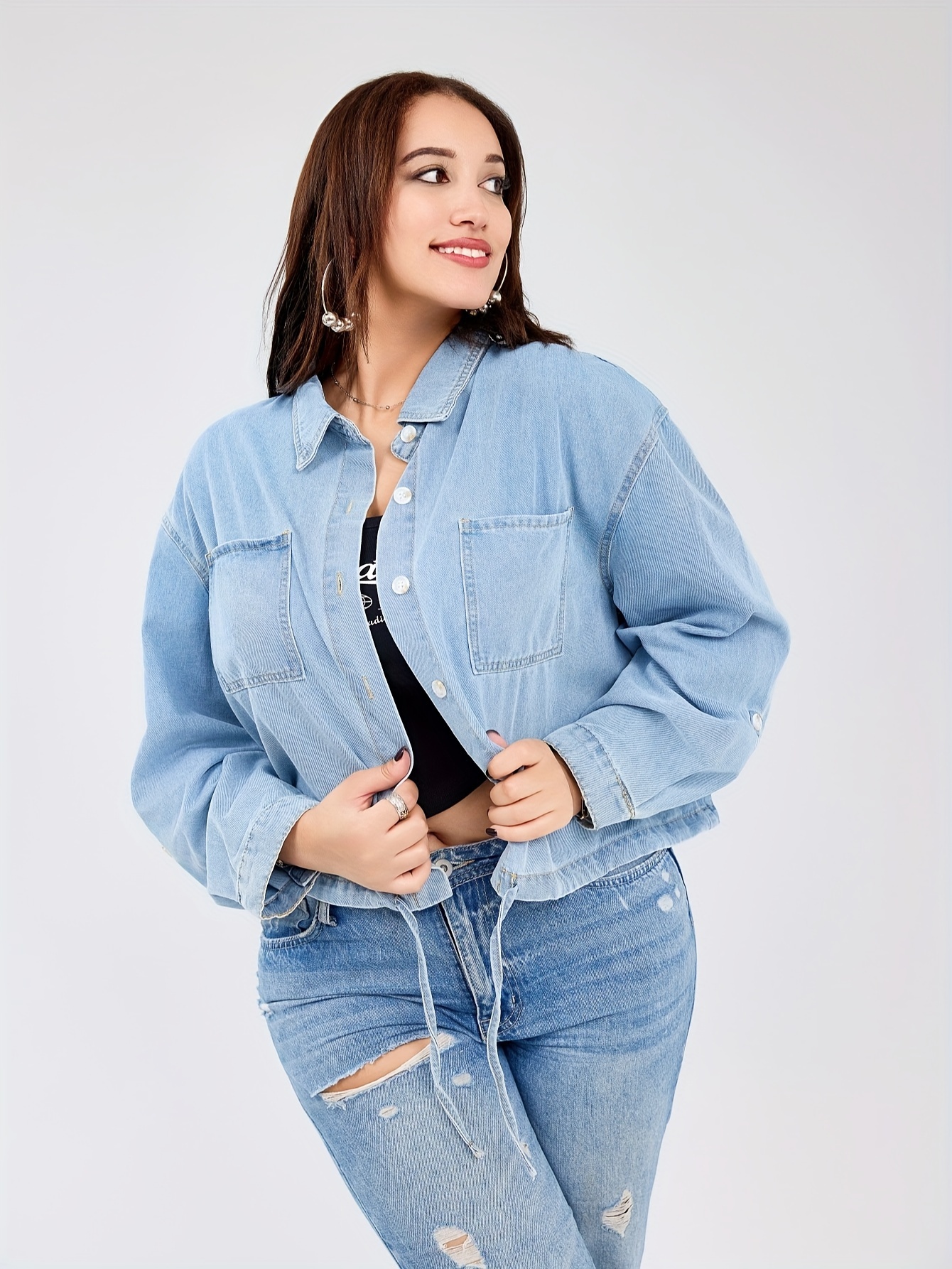 Ladies Jacket Colored Jean Jackets Plus Size Elegant Plus Size