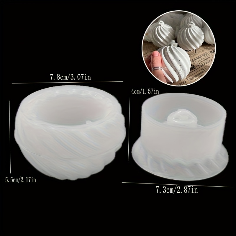 Image of Resin Silicone Mold Round Striped Rotating Christmas Storage Jar Silicone Mold Christmas Ball Bell Candle Storage Cup Mold Rotating Spiral Lid Storage Jar Christmas Gift Making Mold Decor