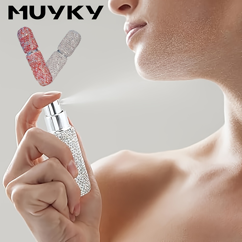 

Muyky 10 Ml Crystal Lipstick Style Portable Perfume Spray Bottle - Bpf Free Glass & Plastic, Unscented Atomizer, Empty Cologne Dispenser For Travel - Bling Diamonds Portable Sprayer For Men & Women