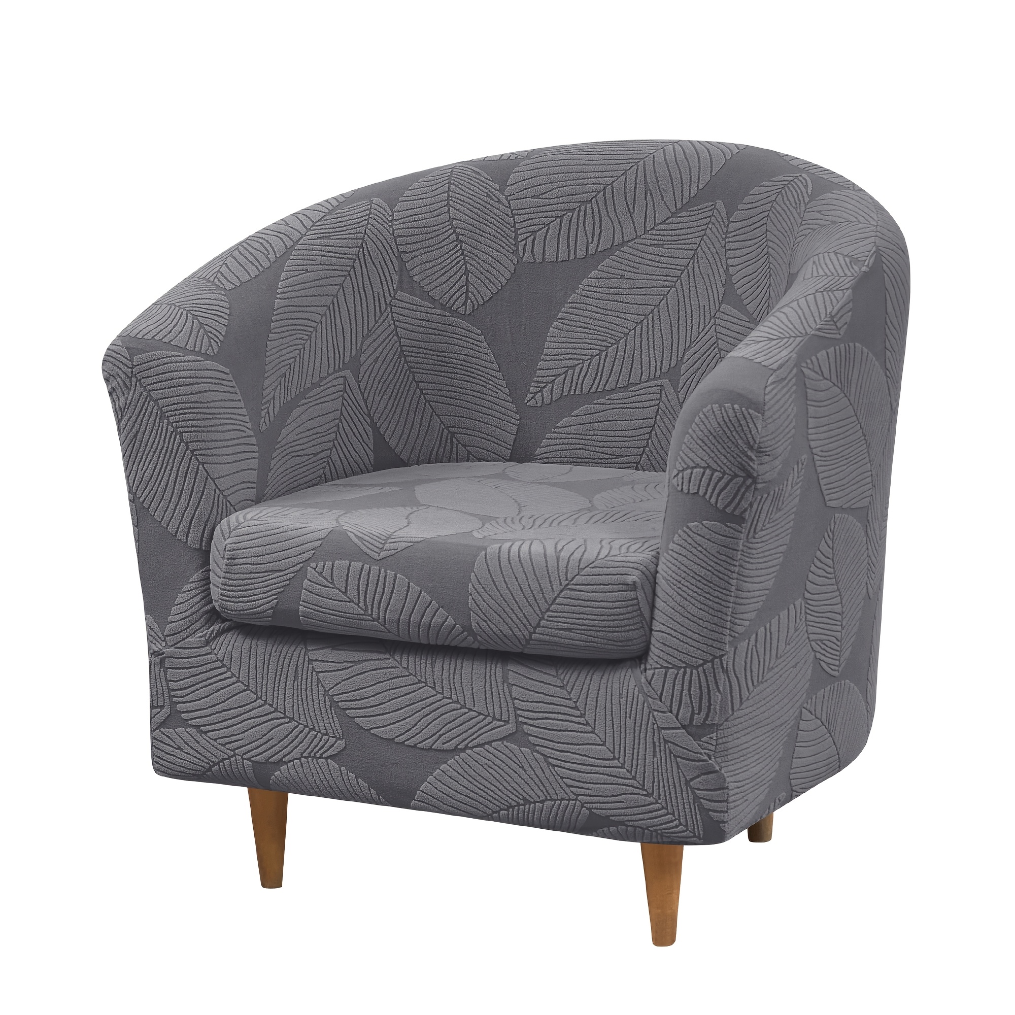 TEMU 2pcs/set Home & Hotel Stretch Sound Leaf Jacquard Club Single Sofa Cover With Seat Cushion