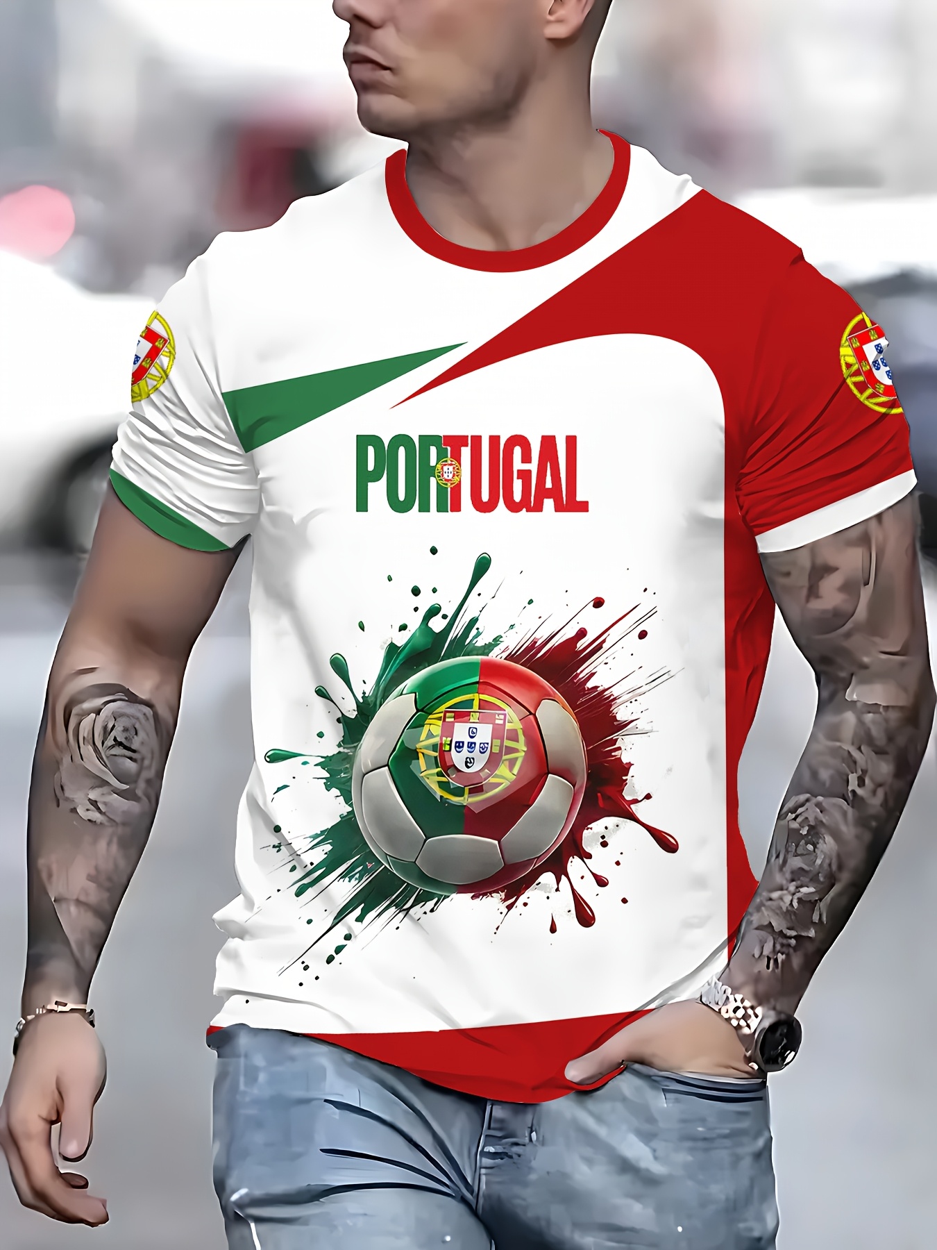 camiseta fútbol portugal hombres estampado 3d verano casual Temu