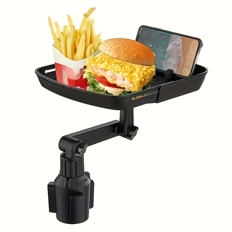 TEMU 3-in-1 Car Cup Holder Tray Phone Holder - Dual Expandable Base, Abs Adjustable Rotating Bracket