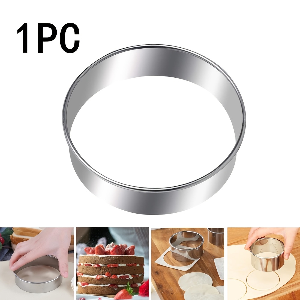 TEMU Stainless Steel Cookie Cutter, Flat Edge Round Cookie Cutter, Baking Mold, Base Round Cutting Die, Mousse Ring