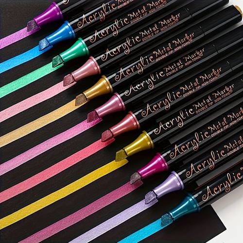 12 double sided acrylic painter waterproof for handmade works non messy art on metal and fabric large capacity dual tip design sketch markers top markers powerful art markers markers for painting
