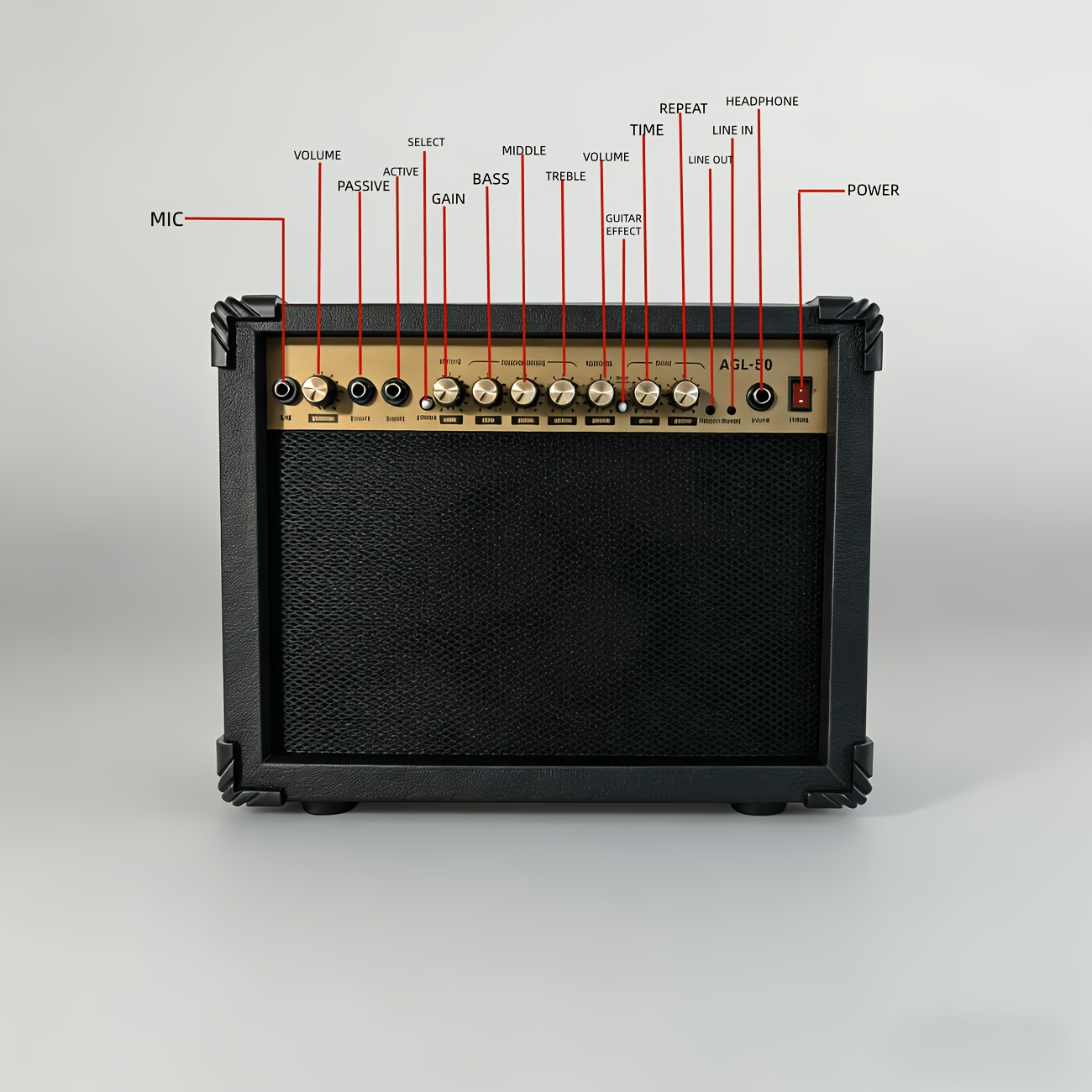 50W Guitar Combo Amplifier with 8.5-inch Speaker, Active/Passive... product image 6