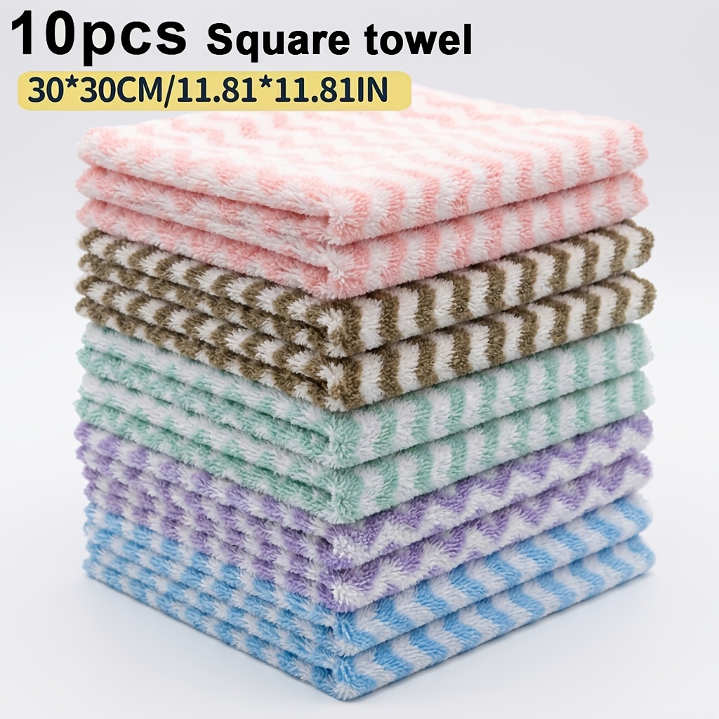 TEMU 10pcs Washcloth Set, 30 * 30cm/11.8 * 11.8in, Fingertip Towel, Soft, Absorbent, , Suitable For Kitchen, Cleaning, Bathroom, Home Use,