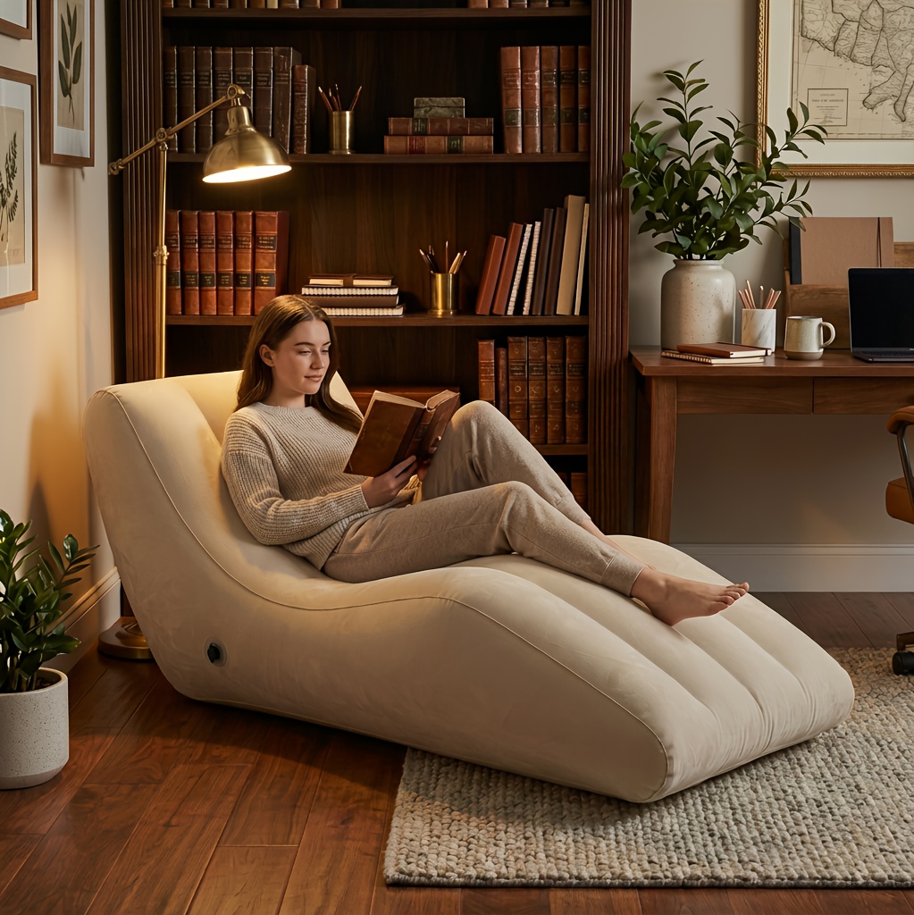 Thickened Inflatable Chaise Lounge – Comfortable Support for Extended Sitting, Quick Inflation And Space-Saving Storage, Durable for Indoor/Outdoor Use, Perfect for Reading, Camping, Picnics And Home Relaxation