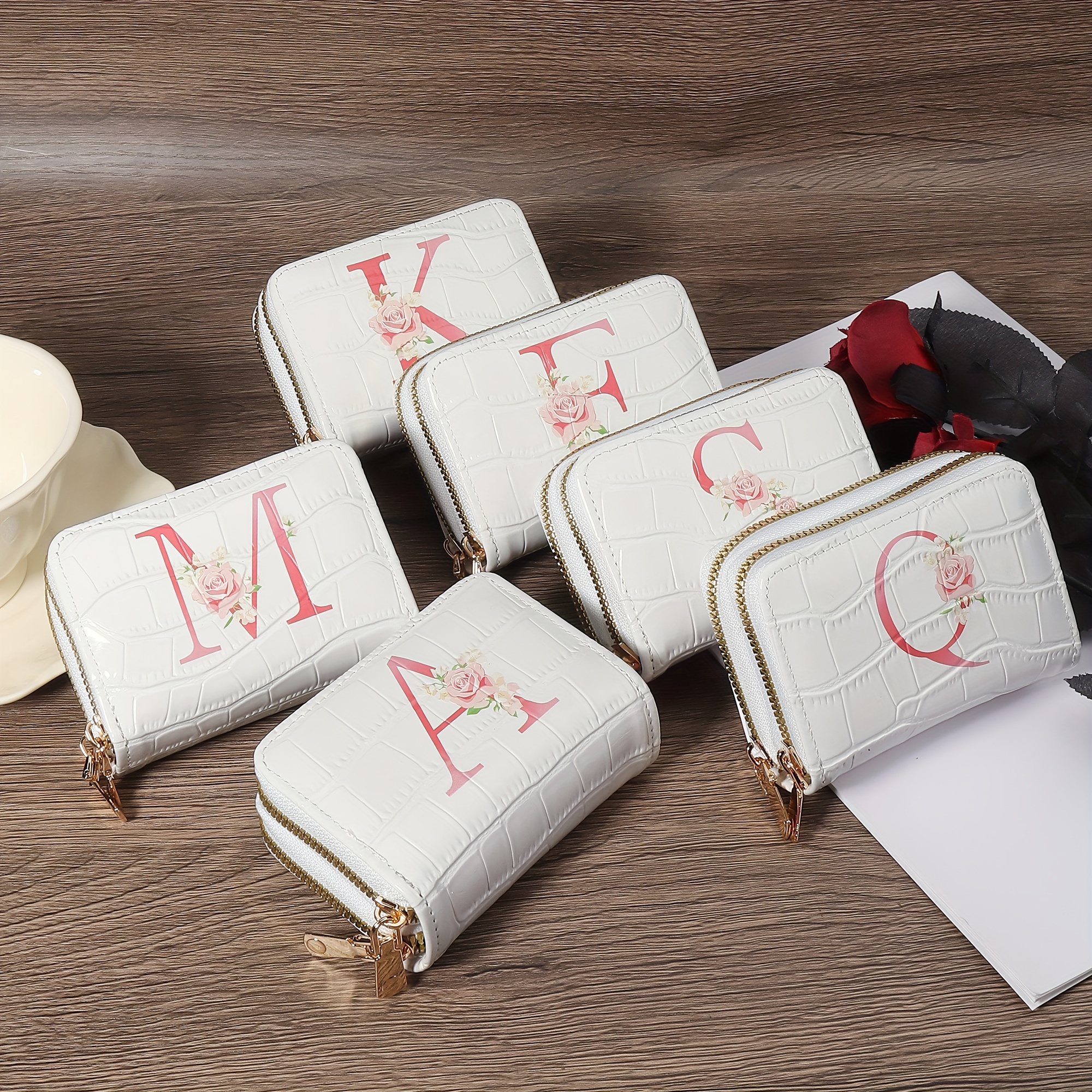 

Chic Letter Print Women' - Spacious Multi-card Holder With Dual Zipper, Lightweight Leather, Cute Wallet