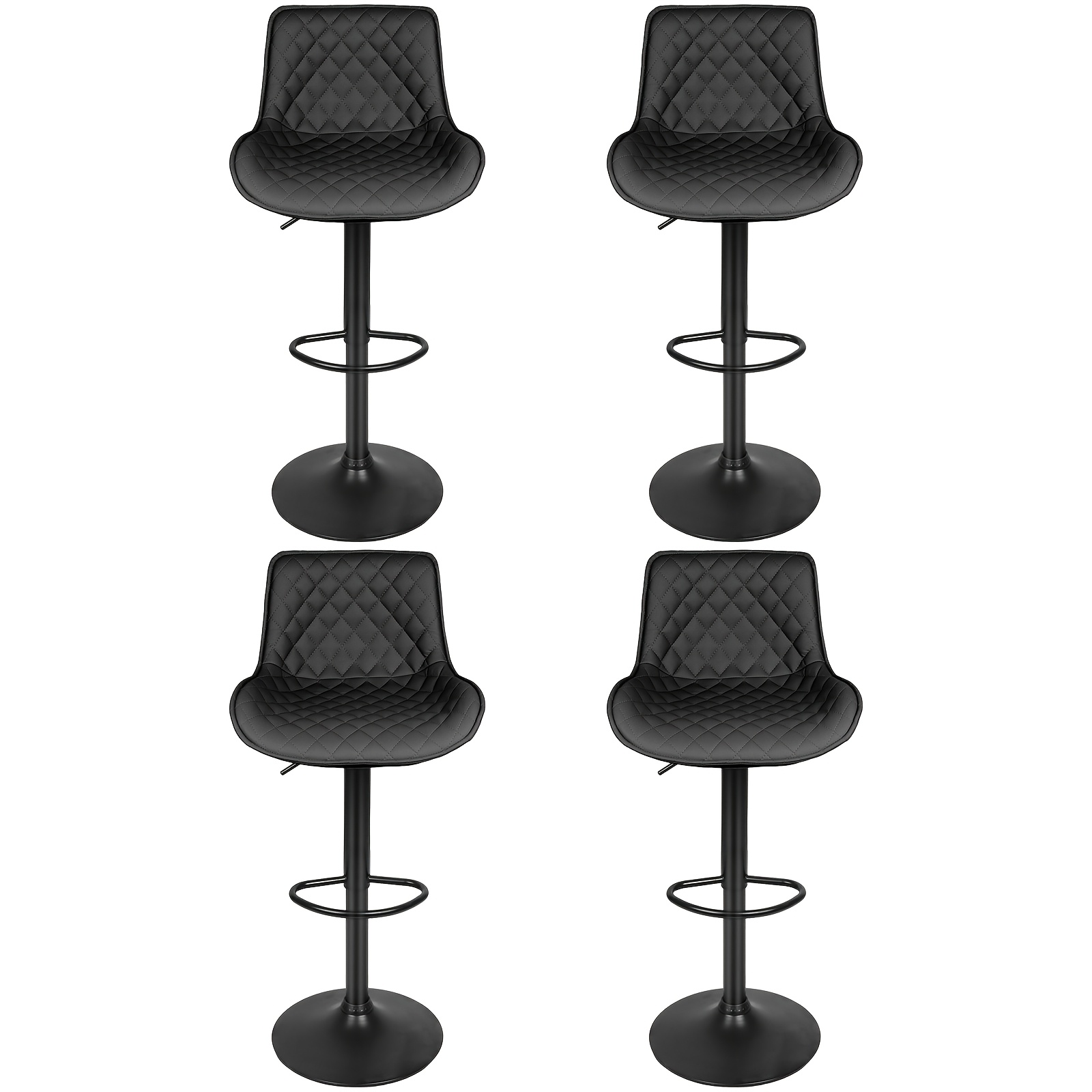 TEMU A Set Of 4 Commercial Heavy-duty Bar Stools With Backrest Swivel Bar Stools, Premium Faux Leather Padded Kitchen Chairs, Armless Kitchen Island