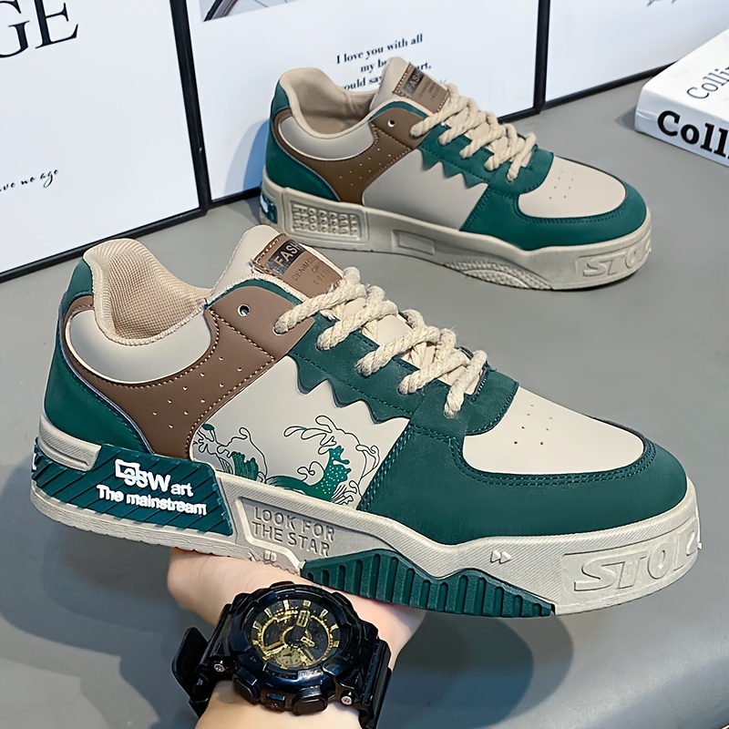 [zapatillas] Zapatos de skate bajos con cordones para hombre, zapatos casuales cómodos y duraderos para todas las estaciones, para caminar al aire libre y viajar.