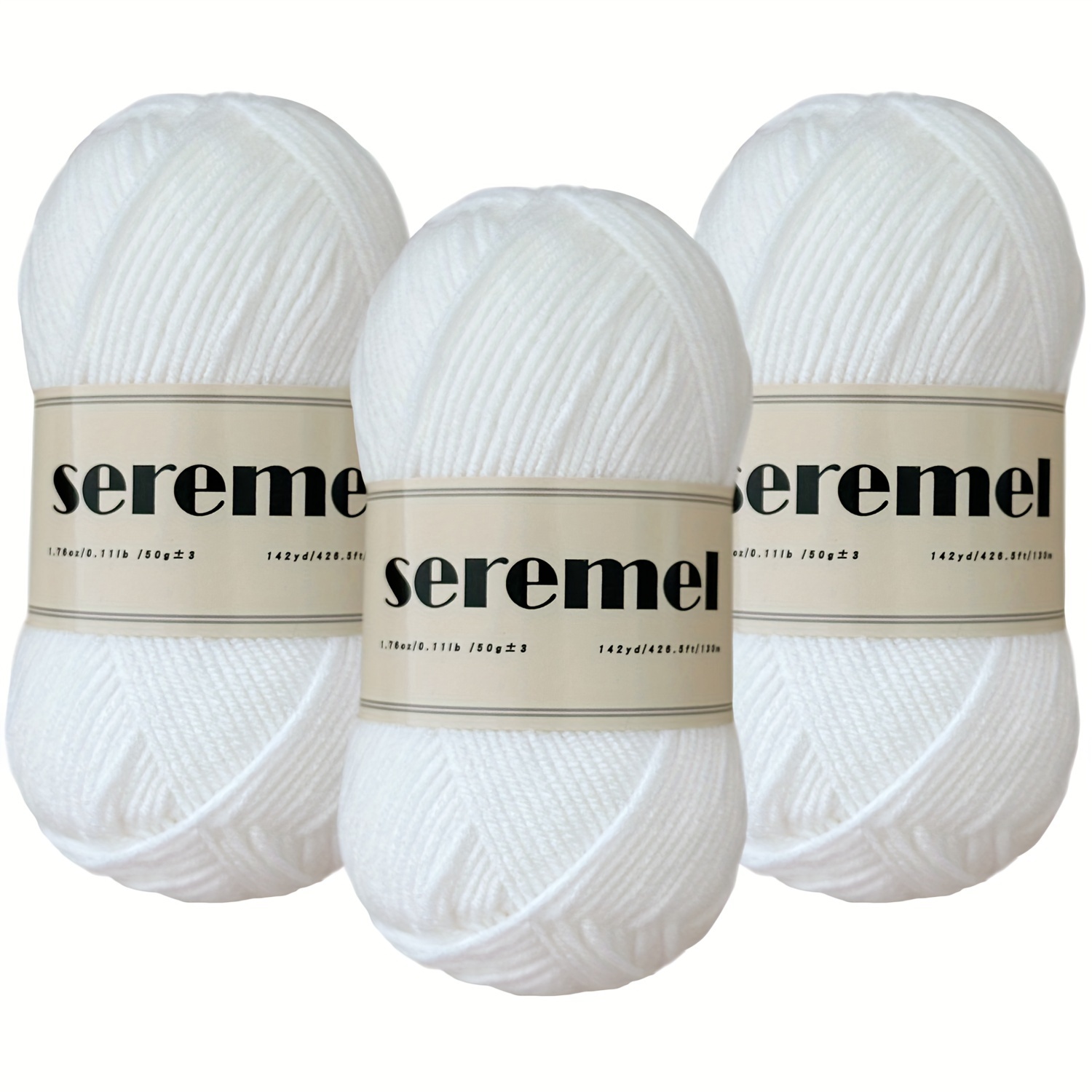 TEMU 3 Bundles Of 150g Acrylic Crochet Yarn (totaling 426 Yards), Featuring 4 Strands Of Soft Material, Suitable For Scarves, Sweaters, Blankets, And