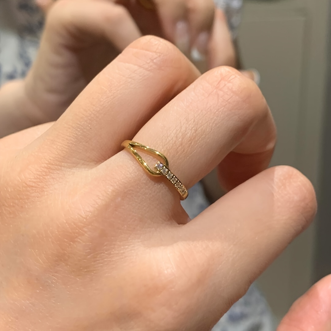 TEMU 1pc; Copper; Size: Adjustable Opening; Niche Easy Individual All-match Light Luxury Exquisite High-end Cubic Zirconia Hollow Water Drop Opening