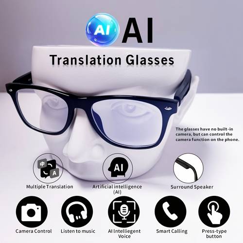 lunettes intelligentes ia 2026 avec en ( ), lunettes de mode intelligentes avec wi-fi, réduction du bruit par double microphone, assistant vocal ia, longue , son surround pour les appels, lenregistrement, les réunions et le des applications