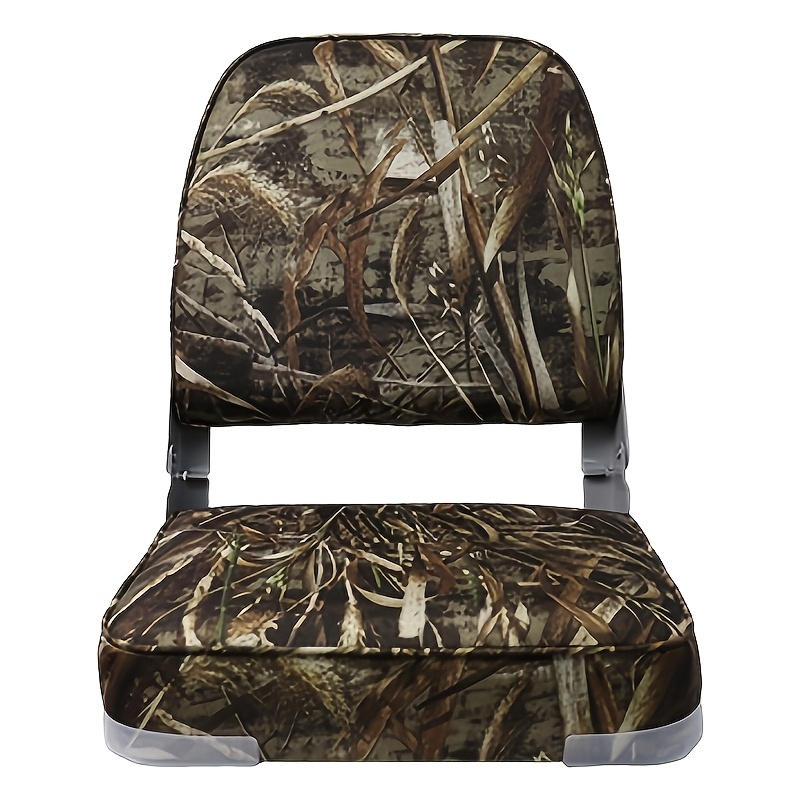 Image of Folding Low Back Boat Seats - Fold-down Camo Fishing Chairs With Thick Marine-grade Foam Padding & Aluminum Hinges, Waterproof Captain Seats For Marine Vehicles (220lbs Capacity)