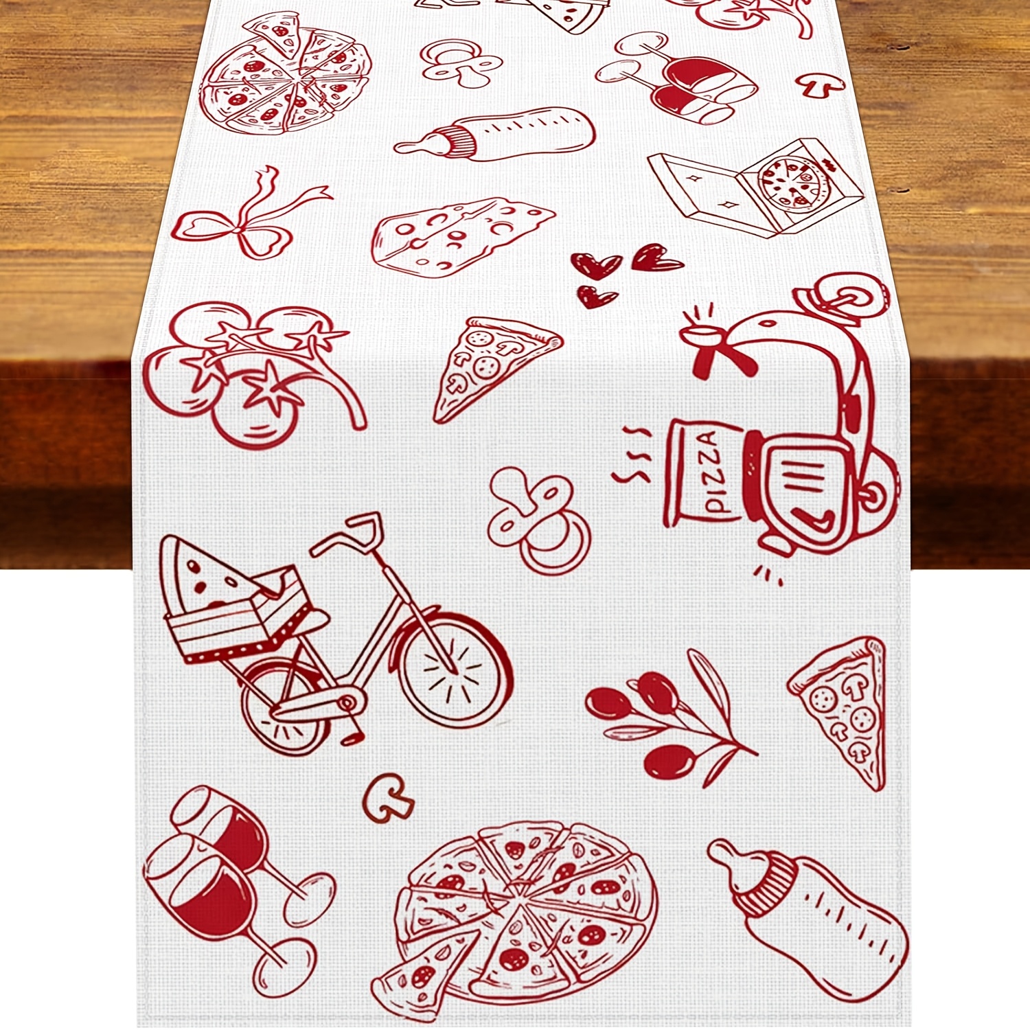 TEMU 1pc, Special Delivery Pizza Decorations Table Runner, Italian Pizza Gender Neutral Party Home Kitchen Dining Room Table Decor