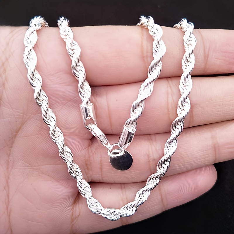 

An Elegant Silvery-plated Cord Chain Necklace - Hip Hop Inspired, Sparkly Basic Design Jewelry Accessory For Women