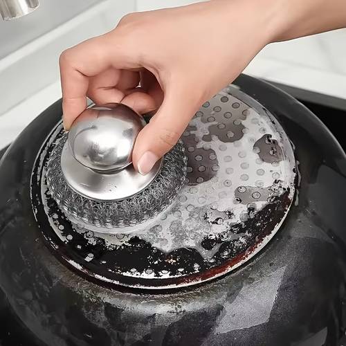 stainless steel kitchen scrub brush with ergonomic handle heavy duty pot and dish cleaning tool for tough stains design for effortless kitchen cleaning