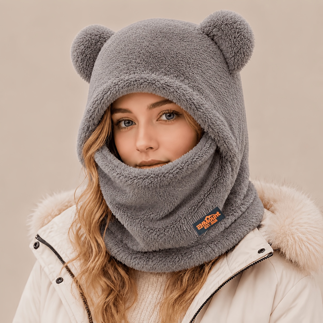TEMU Bonnet à capuche tendance automne-hiver 2026, chapeau chaud doublé en , style facile et polyvalent, chapeau d'équitation une pièce pour femmes,