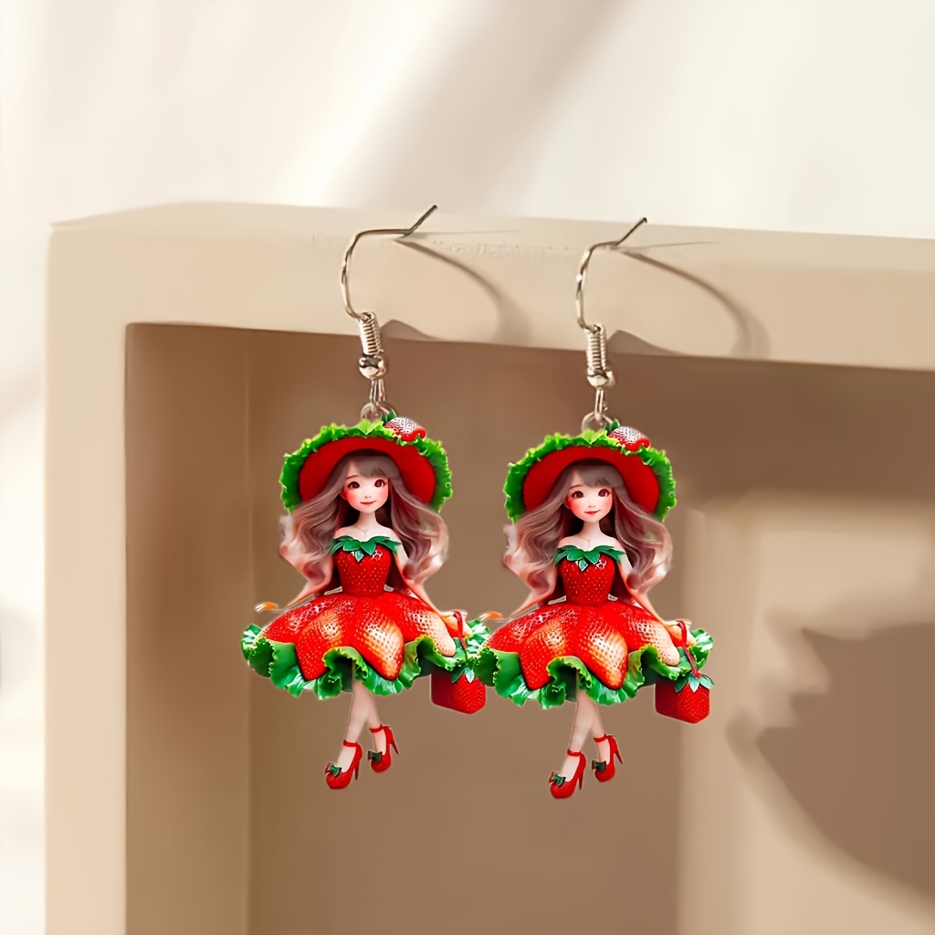 

Boucles d'oreilles charm festive : robe, chapeau et sac à main 2D en acrylique - Bijoux uniques pour les amateurs de fêtes