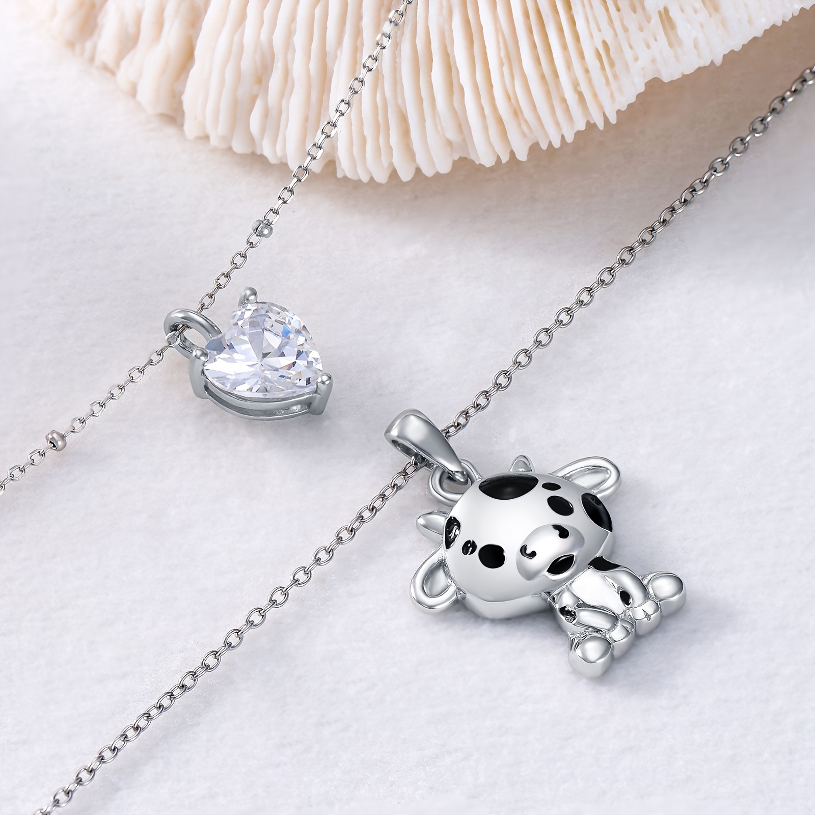 Women's 925 Sterling Silver Layered Cow Birthstone Necklace