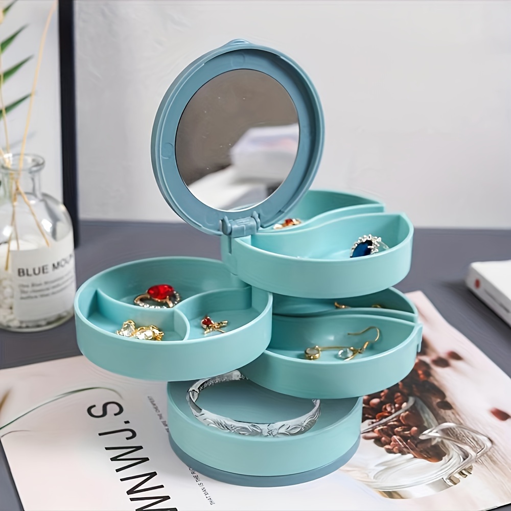 TEMU 1pc Classic Multi-layer Jewelry Box, Practical Gift, Travel Stuff, For Earrings Bracelets Necklaces Rings Jewelries, With Mirror, Women's Gift, Valentine's Day Gift, Mother's Day Gift
