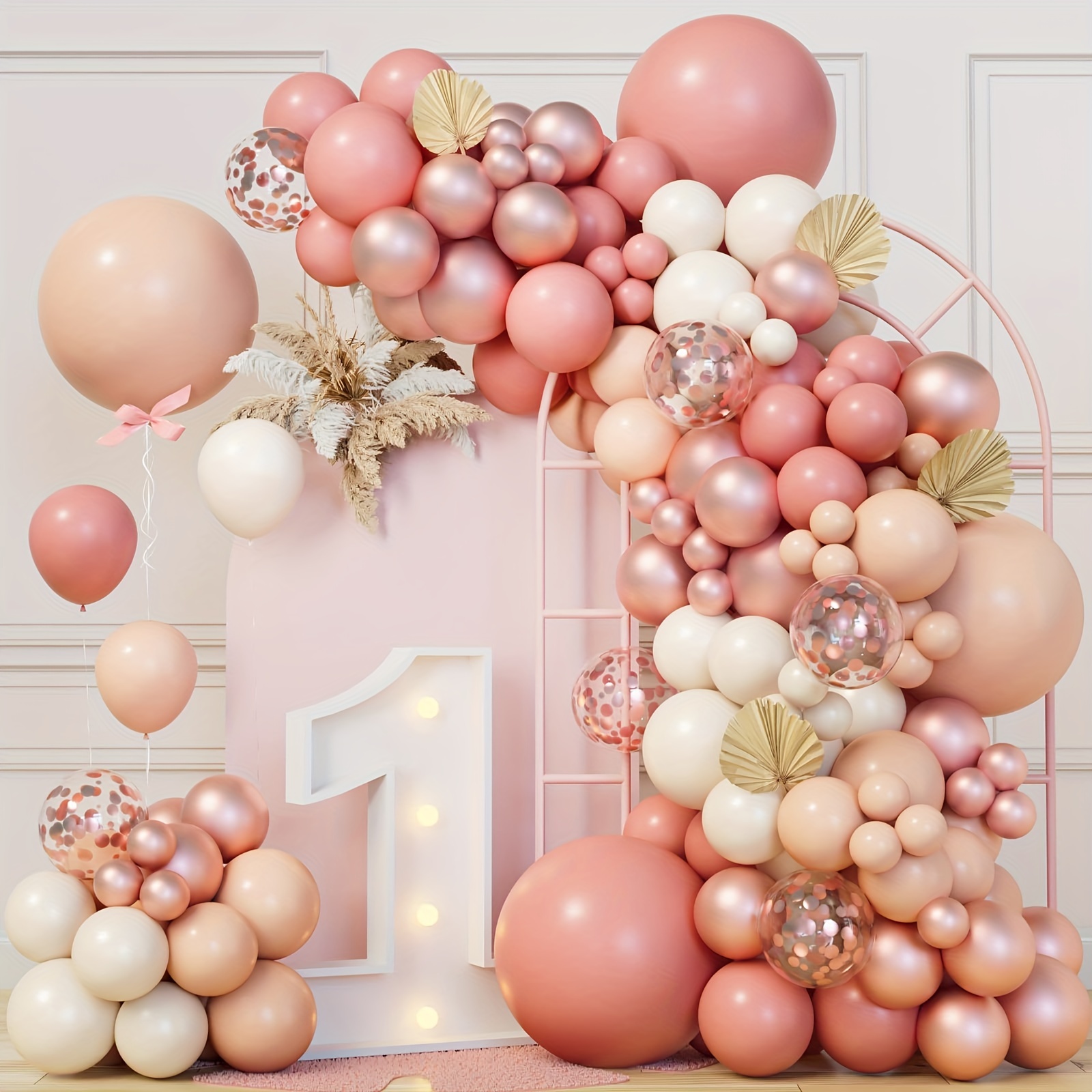 

109pcs Rose Golden Ivory White Confetti Latex Balloon Garland Arch Kit, Garden Tea Party Bachelorette Birthday Wedding Bridal Shower Anniversary Decoration