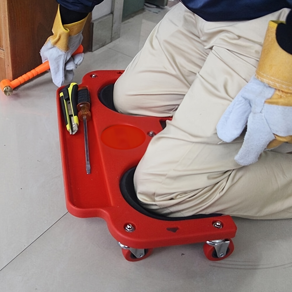 multi-functional abs rolling knee pad platform with built-in tool tray - comfortable kneeling mat for technicians, carpenters, flooring installation, and auto repair Product details 5