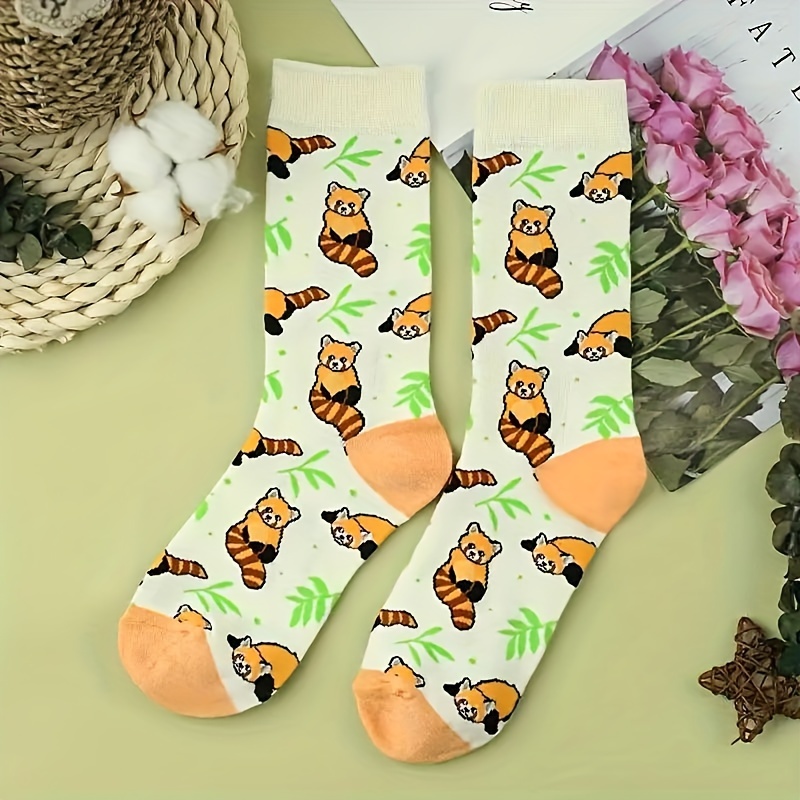 

1/5 Paires de Chaussettes Mignonnes et à Motif Panda Rouge pour Intérieur et Extérieur,