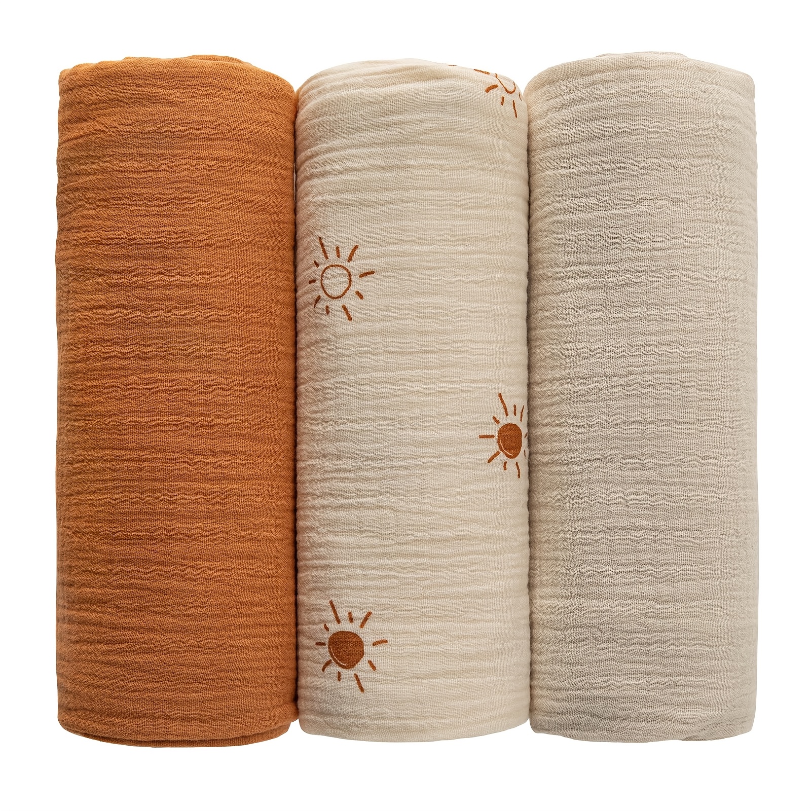 Image of 3 Pack Muslin Swaddle Blankets For Unisex, Newborn Receiving Blanket, Large 40x38 Inches, Soft Breathable Muslin Baby For