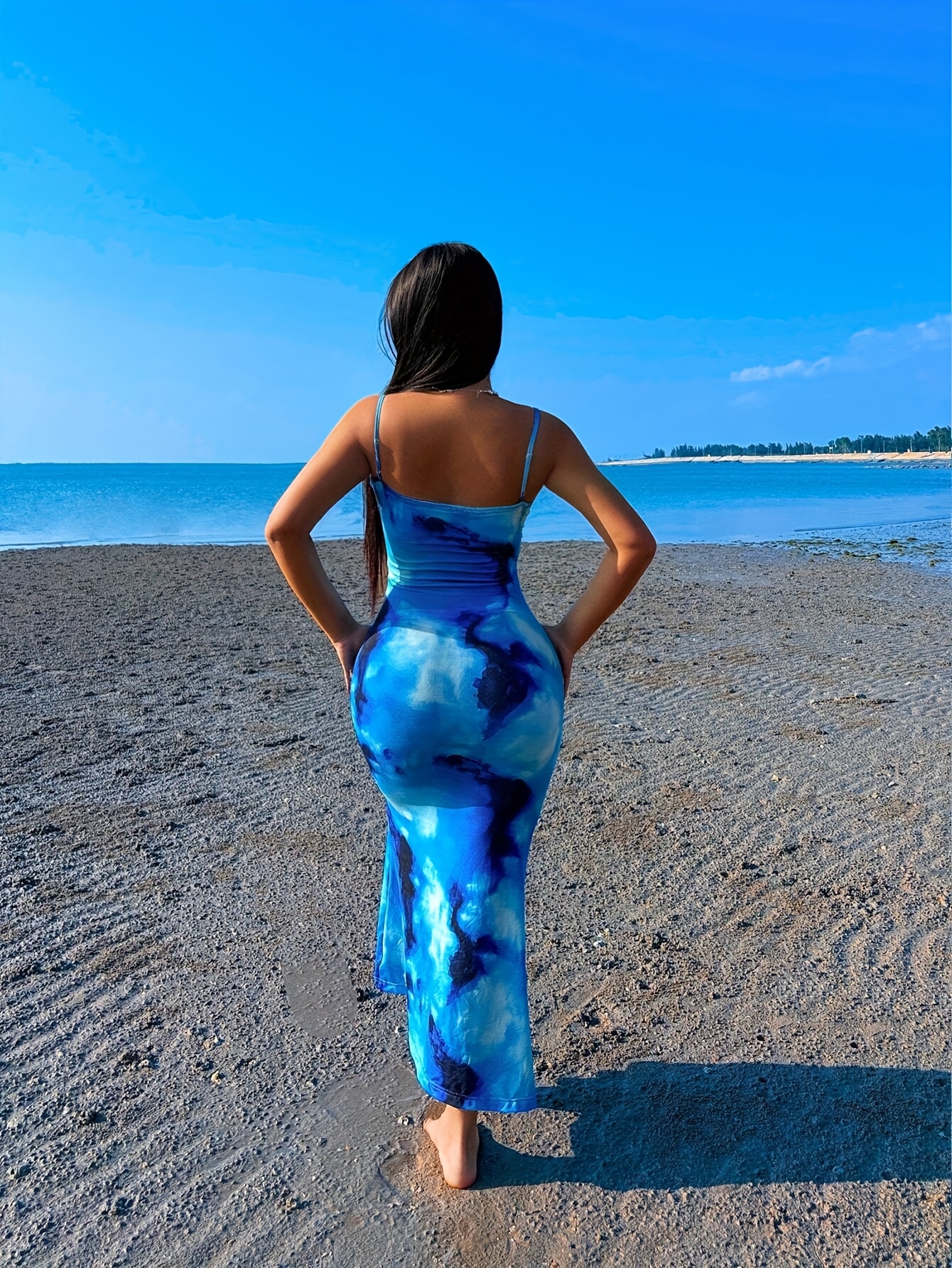 plus size womens elegant tie dye print spaghetti strap maxi Temu