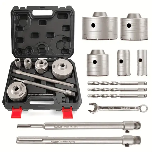 11pcs concrete masonry kit 30mm 40mm 65mm 80mm 100mm shank sds plus concrete brick diamond carbide set for concrete brick cement stone wall drilling