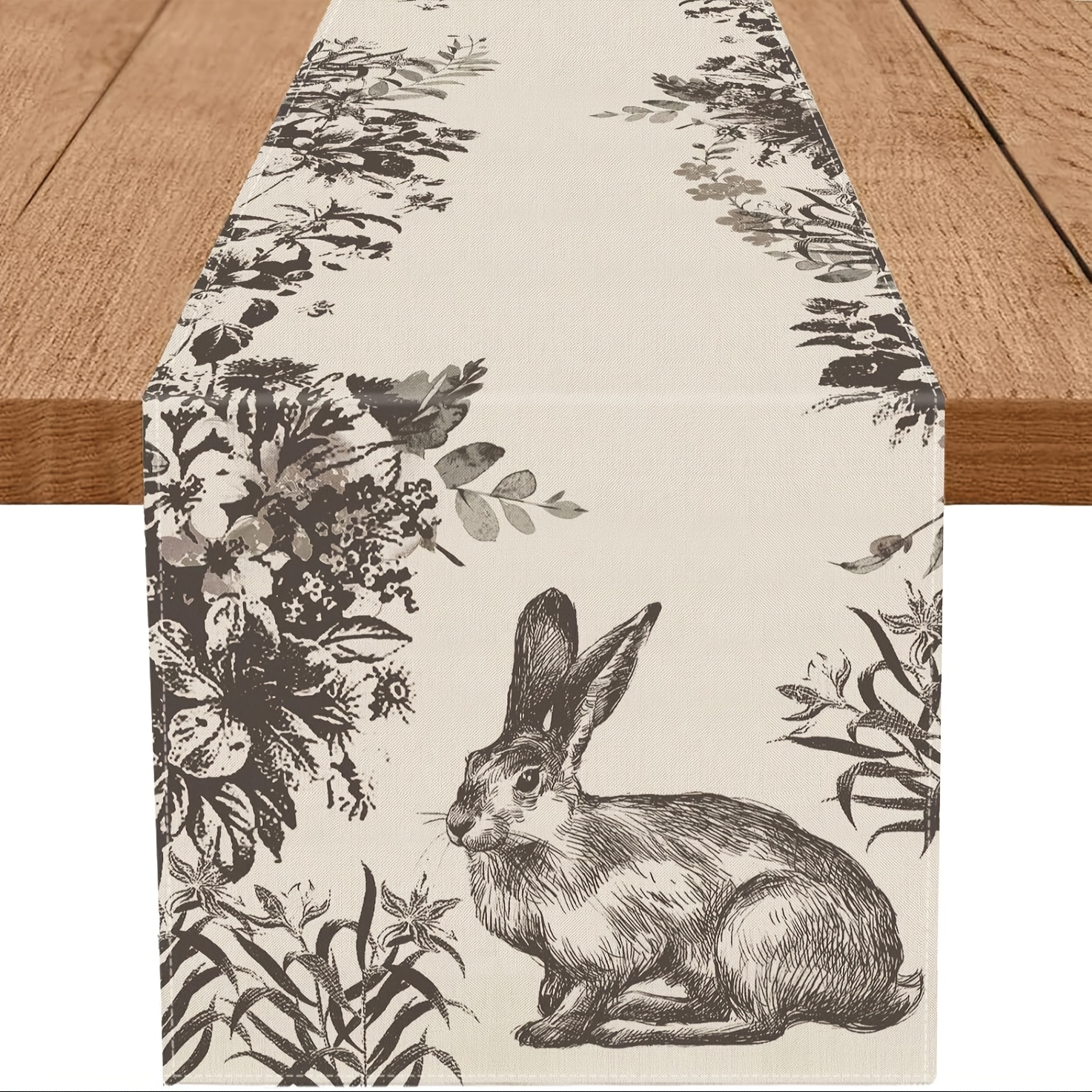 

Easter Linen Table Runner, 100% Woven Linen Rectangular Table Decor, With Floral And , For Spring Holiday Dining, Farmhouse Party And Fireplace Decoration