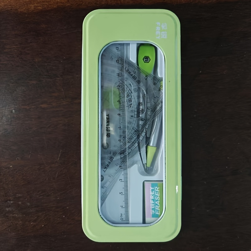 A Durable 7-in-1 Measuring And Drawing Tool Set - Perfect For Students And Professionals, Ensuring Accuracy And Portability, Including A Compass, Protractor, Ruler, And Eraser