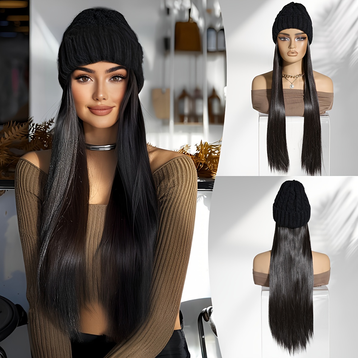 

Haircube Elegant Knit Cap Wig For Women - 24 Inch Straight Hair, Fiber, Net Cap, Easy-to-wear, Adjustable, , And Natural-looking Synthetic Wig