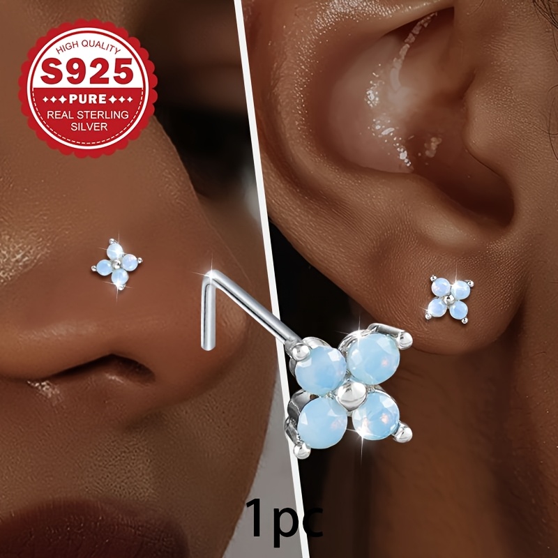 Women's S925 Silver Flower Nose Stud — Pastoral Style