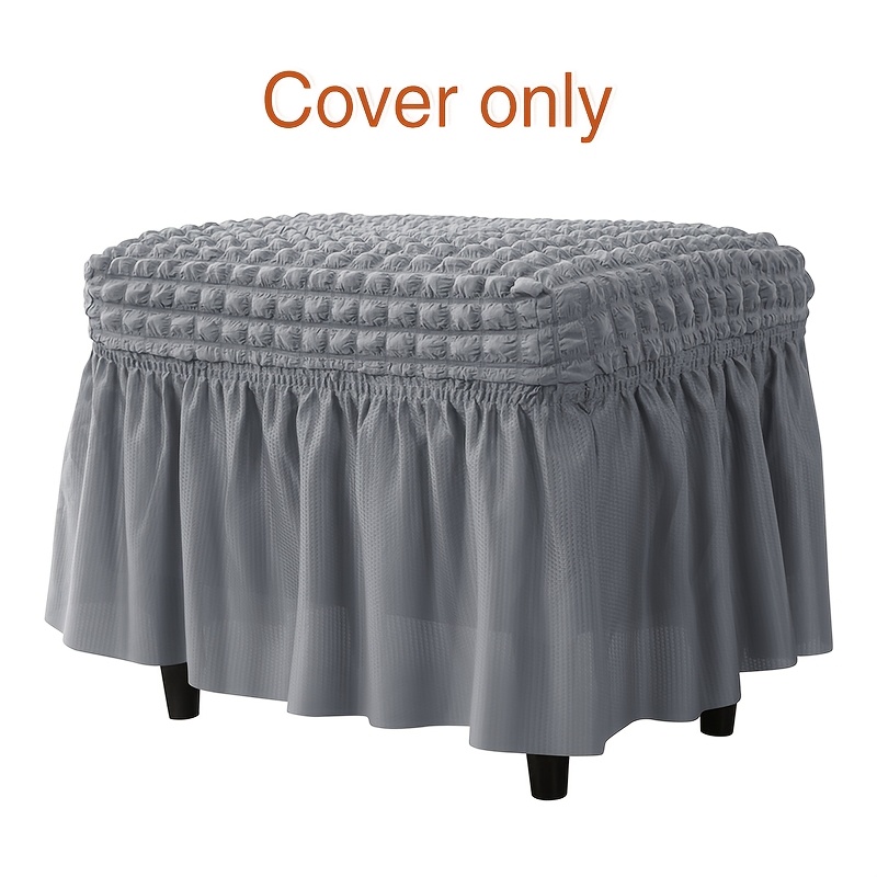 TEMU 1pc Of Elastic Bubble Gauze Waffle Patterned Skirt Hem Footstool Cover For Home And Hotel Use