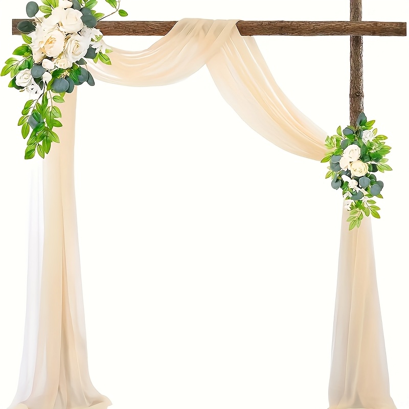 TEMU Bannière de Table Mariage Drapeau Tissu Drape Blanc pour Fête de Mariage Table Plafond Décoration de Fond Festive